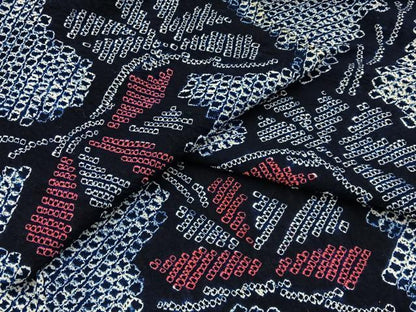 平和屋着物∴夏物　浴衣　有松鳴海絞り　草花文　綿　逸品　BAAY3013hj