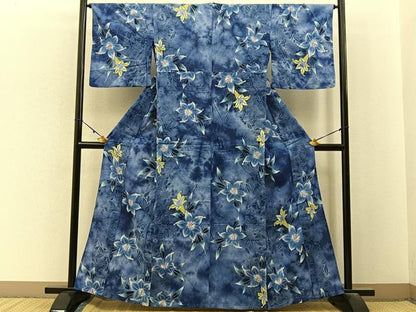 平和屋着物∴夏物　浴衣　綿紅梅　百合　綿　逸品　BAAY3014hj