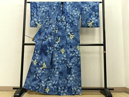 平和屋着物∴夏物　浴衣　綿紅梅　百合　綿　逸品　BAAY3014hj