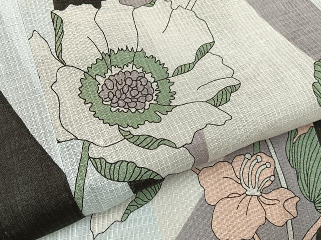 平和屋着物∴夏物　浴衣　綿紅梅　草花文　綿　逸品　BAAY3016hj