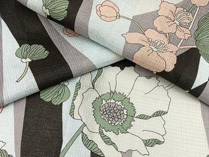 平和屋着物∴夏物　浴衣　綿紅梅　草花文　綿　逸品　BAAY3016hj