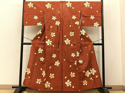 平和屋着物∴夏物　ファッションデザイナー　コシノジュンコ 　浴衣　舞桜文　綿　逸品　BAAY3017hj