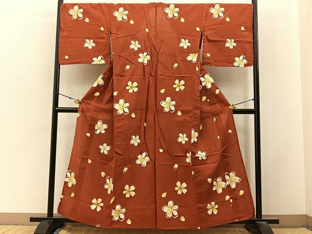 平和屋着物∴夏物　ファッションデザイナー　コシノジュンコ 　浴衣　舞桜文　綿　逸品　BAAY3017hj