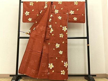 平和屋着物∴夏物　ファッションデザイナー　コシノジュンコ 　浴衣　舞桜文　綿　逸品　BAAY3017hj