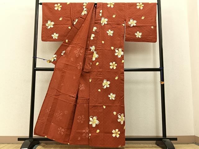 平和屋着物∴夏物　ファッションデザイナー　コシノジュンコ 　浴衣　舞桜文　綿　逸品　BAAY3017hj