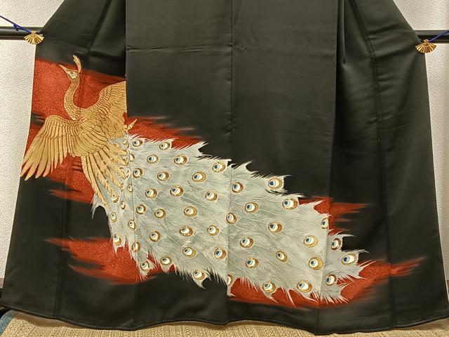 平和屋着物■豪華黒留袖　駒刺繍　鳳凰　銀彩　正絹　逸品　BAAY3020hj
