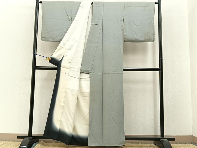 平和屋着物■江戸小紋　万筋　湊鼠色×白磁色　正絹　逸品　BAAY3021hj