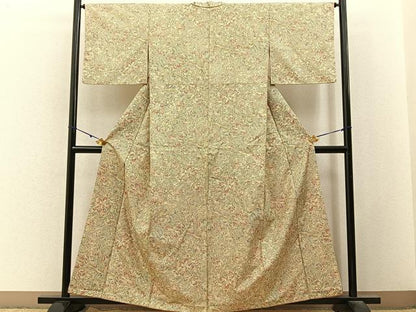 平和屋着物■本場染大島紬　草花文　正絹　逸品　BAAY3022hj