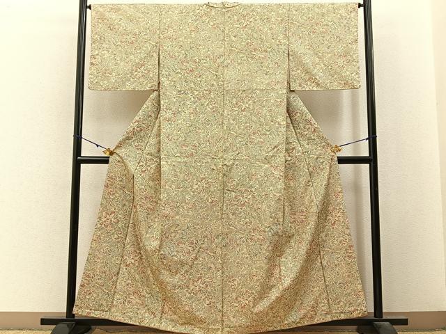 平和屋着物■本場染大島紬　草花文　正絹　逸品　BAAY3022hj