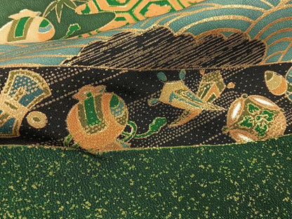 平和屋着物■豪華黒留袖　駒刺繍　地紙熨斗花文　暈し染め　金彩　正絹　逸品　BAAY3023hj