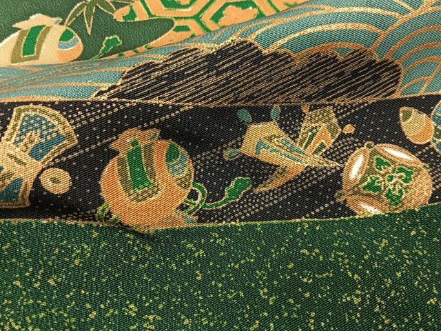 平和屋着物■豪華黒留袖　駒刺繍　地紙熨斗花文　暈し染め　金彩　正絹　逸品　BAAY3023hj