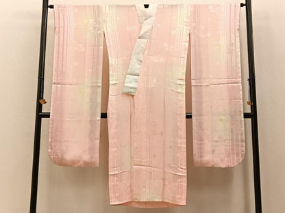 平和屋着物■振袖用長襦袢　無双仕立て　扇面花地紋　暈し染め　正絹　逸品　BAAY3030hj