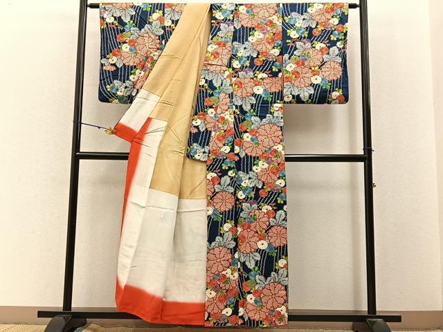 平和屋着物■上質な小紋　鹿の子菊文　金彩　正絹　逸品　BAAY3031hj