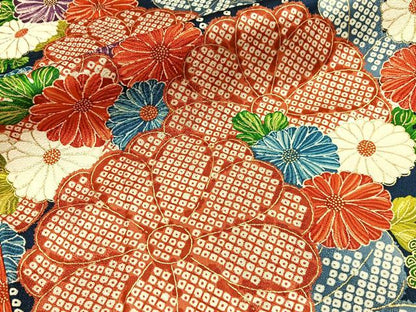 平和屋着物■上質な小紋　鹿の子菊文　金彩　正絹　逸品　BAAY3031hj