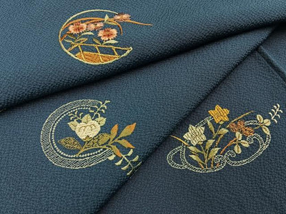 平和屋着物■訪問着　総刺繍　秋草文　金糸　正絹　逸品　BAAY3032hj