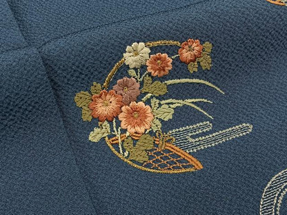 平和屋着物■訪問着　総刺繍　秋草文　金糸　正絹　逸品　BAAY3032hj