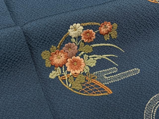 平和屋着物■訪問着　総刺繍　秋草文　金糸　正絹　逸品　BAAY3032hj