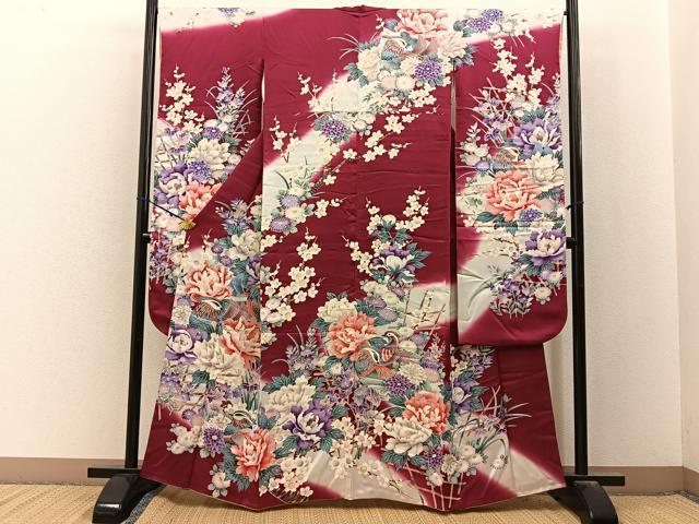平和屋着物■豪華振袖　鴛鴦花文　暈し染め　正絹　逸品　BAAY3034hj