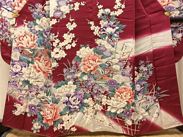 平和屋着物■豪華振袖　鴛鴦花文　暈し染め　正絹　逸品　BAAY3034hj