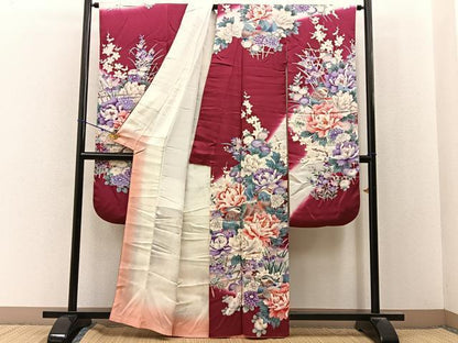 平和屋着物■豪華振袖　鴛鴦花文　暈し染め　正絹　逸品　BAAY3034hj