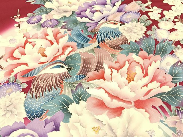 平和屋着物■豪華振袖　鴛鴦花文　暈し染め　正絹　逸品　BAAY3034hj