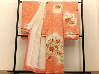平和屋着物■豪華振袖　総刺繍　駒刺繍　御所車牡丹文　暈し染め　金銀糸　正絹　逸品　BAAY3035hj