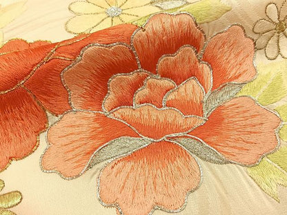 平和屋着物■豪華振袖　総刺繍　駒刺繍　御所車牡丹文　暈し染め　金銀糸　正絹　逸品　BAAY3035hj