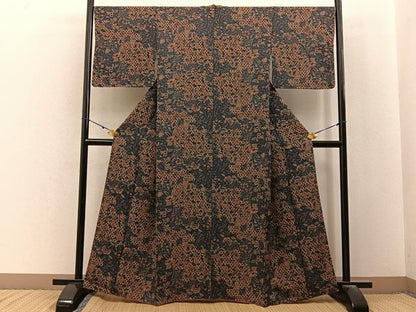 平和屋着物■上質な小紋　更紗花文　正絹　逸品　BAAY3037hj