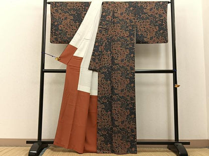 平和屋着物■上質な小紋　更紗花文　正絹　逸品　BAAY3037hj