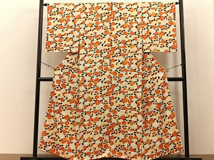 平和屋着物■上質な小紋　草花文　金彩　正絹　逸品　BAAY3053hj