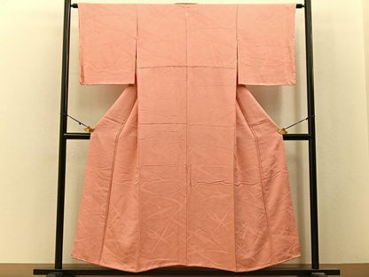 平和屋着物■上質な色無地　吉祥地紋　一斤染色　正絹　逸品　未使用　BAAY3057hj