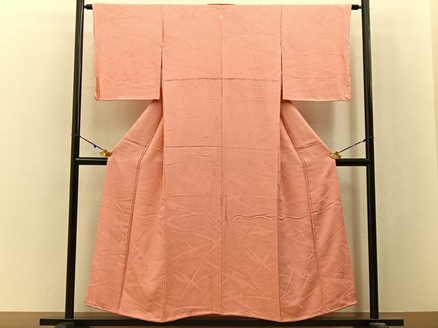 平和屋着物■上質な色無地　吉祥地紋　一斤染色　正絹　逸品　未使用　BAAY3057hj