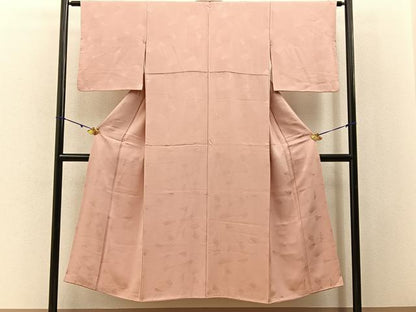 平和屋着物■上質な色無地　切嵌地紋　一斤染色　正絹　逸品　BAAY3059hj