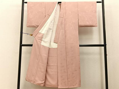 平和屋着物■上質な色無地　切嵌地紋　一斤染色　正絹　逸品　BAAY3059hj