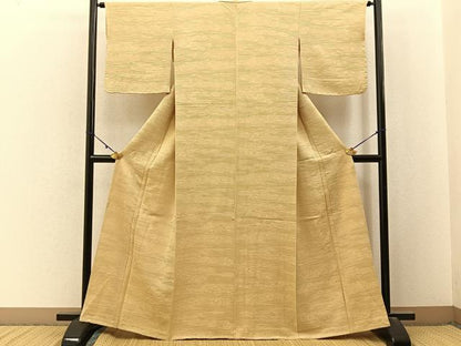 平和屋着物■上質な色無地　松地紋　枯色　正絹　逸品　BAAY3061hj
