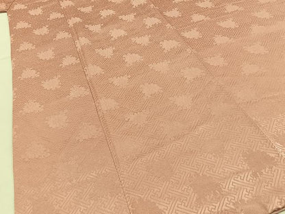 平和屋着物■上質な色無地　花地紋　水柿色　正絹　逸品　BAAY3062hj
