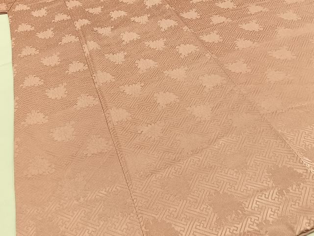 平和屋着物■上質な色無地　花地紋　水柿色　正絹　逸品　BAAY3062hj