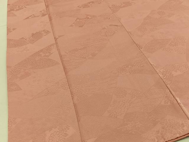 平和屋着物■上質な色無地　流水花地紋　宍色　正絹　逸品　BAAY3063hj