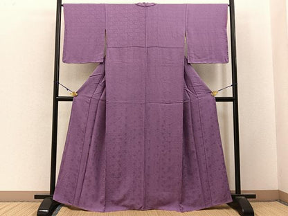 平和屋着物■上質な色無地　雪輪青海波地紋　浅紫色　正絹　逸品　BAAY3064hj