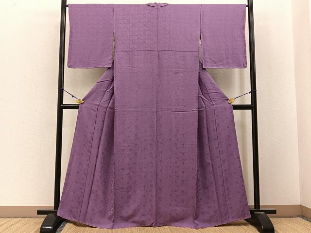 平和屋着物■上質な色無地　雪輪青海波地紋　浅紫色　正絹　逸品　BAAY3064hj