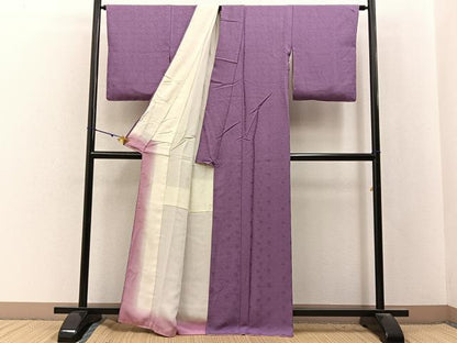 平和屋着物■上質な色無地　雪輪青海波地紋　浅紫色　正絹　逸品　BAAY3064hj