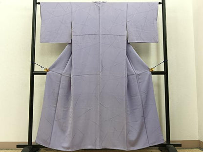 平和屋着物■上質な色無地　竹垣地紋　牡丹鼠色　正絹　逸品　BAAY3065hj