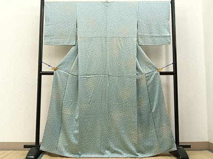 平和屋着物■上質な小紋　総絞り　菱文様　正絹　逸品　BAAY3071hj