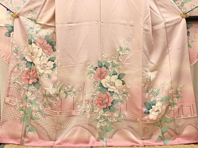 平和屋着物■豪華振袖　西洋風景文　暈し染め　銀彩　正絹　逸品　BAAY3072hj