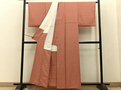 平和屋着物■上質な色無地　肉桂色　正絹　逸品　BAAY3073hj