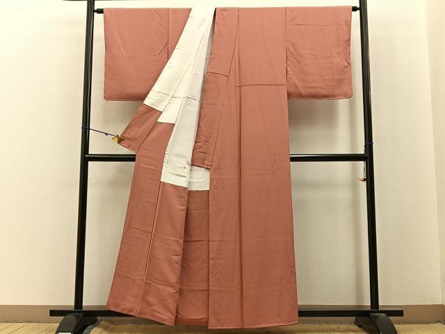 平和屋着物■上質な色無地　肉桂色　正絹　逸品　BAAY3073hj