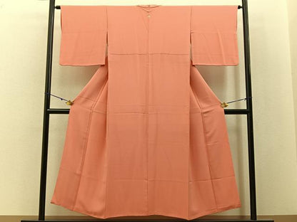 平和屋着物■上質な色無地　鉛丹色　正絹　逸品　BAAY3074hj