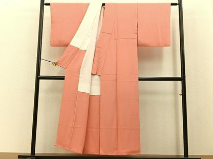 平和屋着物■上質な色無地　鉛丹色　正絹　逸品　BAAY3074hj