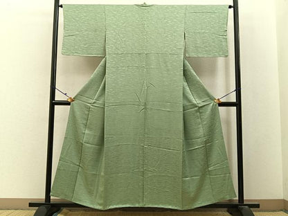 平和屋着物■上質な色無地　菊地紋　柳茶色　正絹　逸品　BAAY3075hj