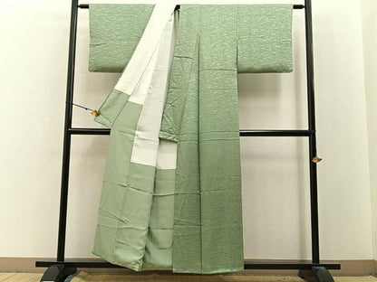 平和屋着物■上質な色無地　菊地紋　柳茶色　正絹　逸品　BAAY3075hj
